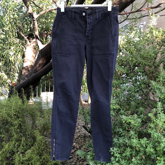 Lucky Brand Pants - Lucky Brand twill navy blue pants with zippers
